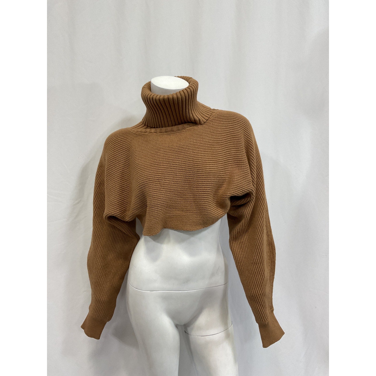 L'Academie 'Maven' Brown Turtleneck Crop Top Size S