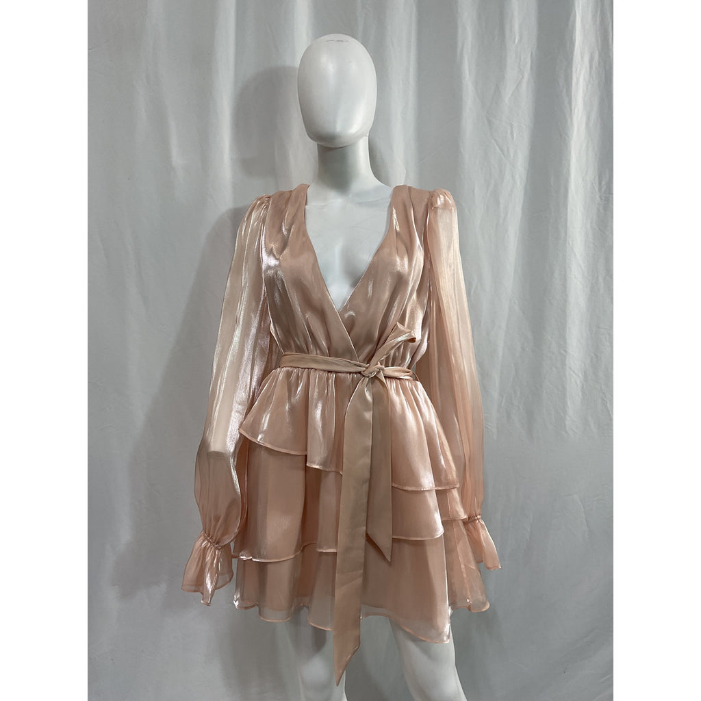 Majorelle 'Elly' Pink Organza Mini Dress Size L