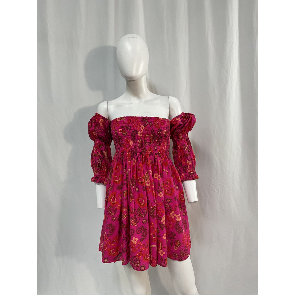 Misa Los Angeles Pinnk Floral Print Three Quarter Sleeve Mini Dress Size M