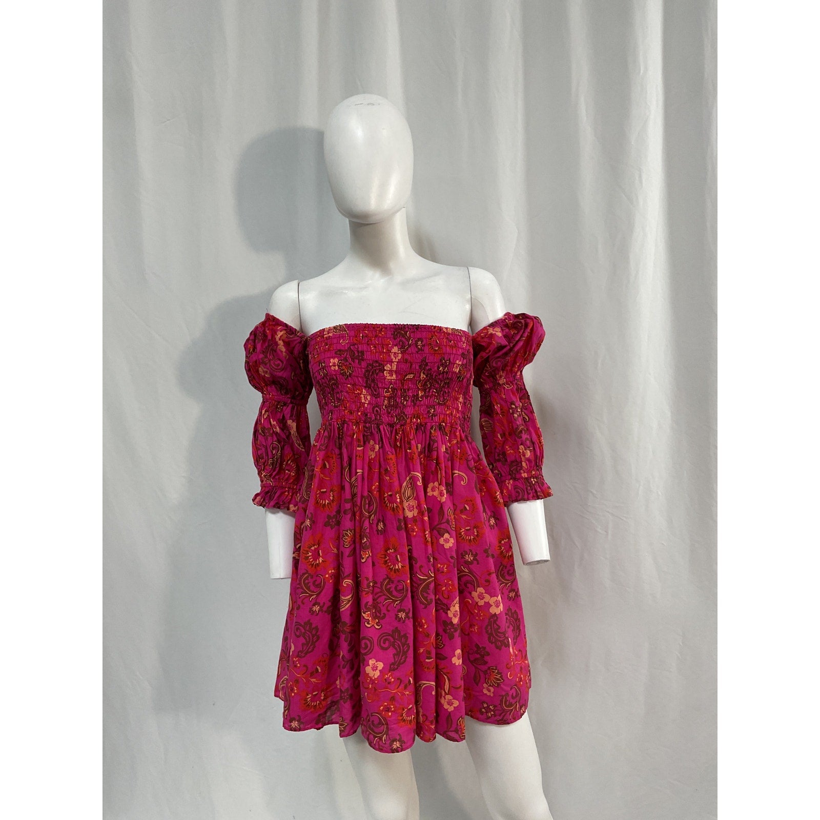 Misa Los Angeles Pinnk Floral Print Three Quarter Sleeve Mini Dress Size M