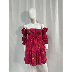 Misa Los Angeles Pinnk Floral Print Three Quarter Sleeve Mini Dress Size M