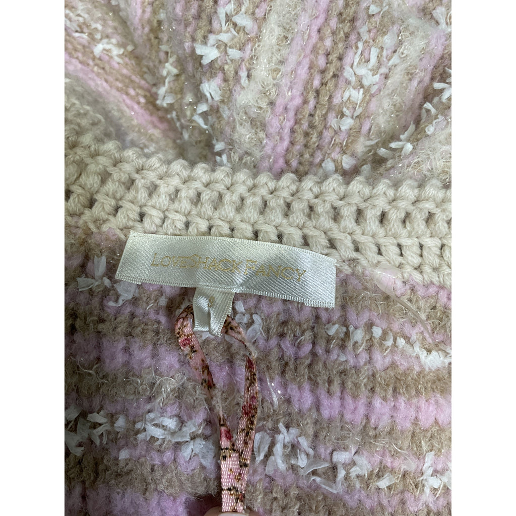 Loveshackfancy 'Kesi' Pink Pearl Button Star Accent Striped Cardigan Size S