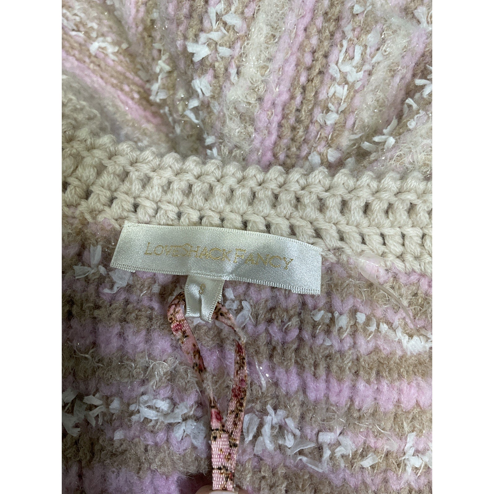 Loveshackfancy 'Kesi' Pink Pearl Button Star Accent Striped Cardigan Size S