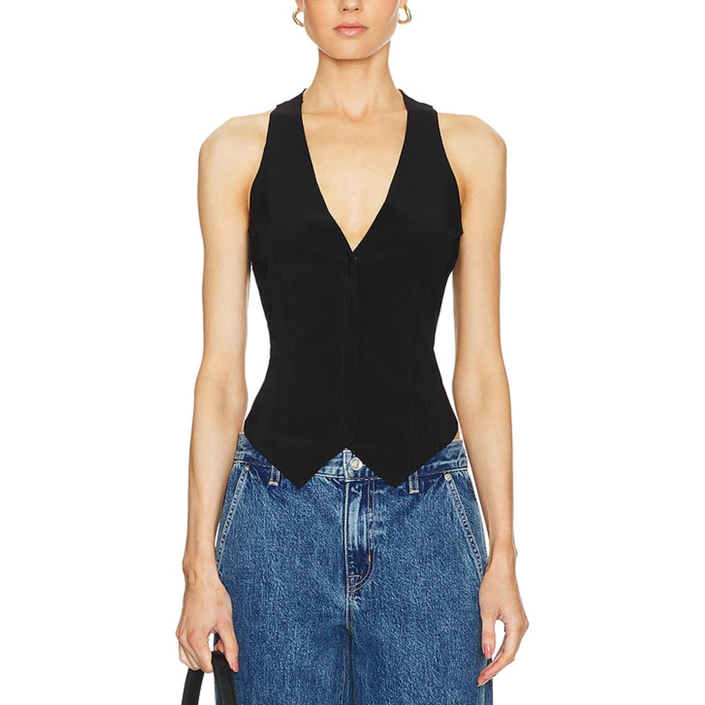 Norma Kamali Simple Black Polyester Vest Size XXS