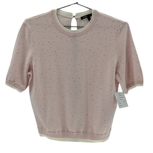 Maje Embellished Pink Studded Crewneck Sweater Size 2