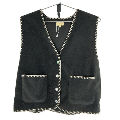 Donni. Whipstitched Black Polar Fleece Vest Size M