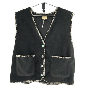 Donni. Whipstitched Black Polar Fleece Vest Size M