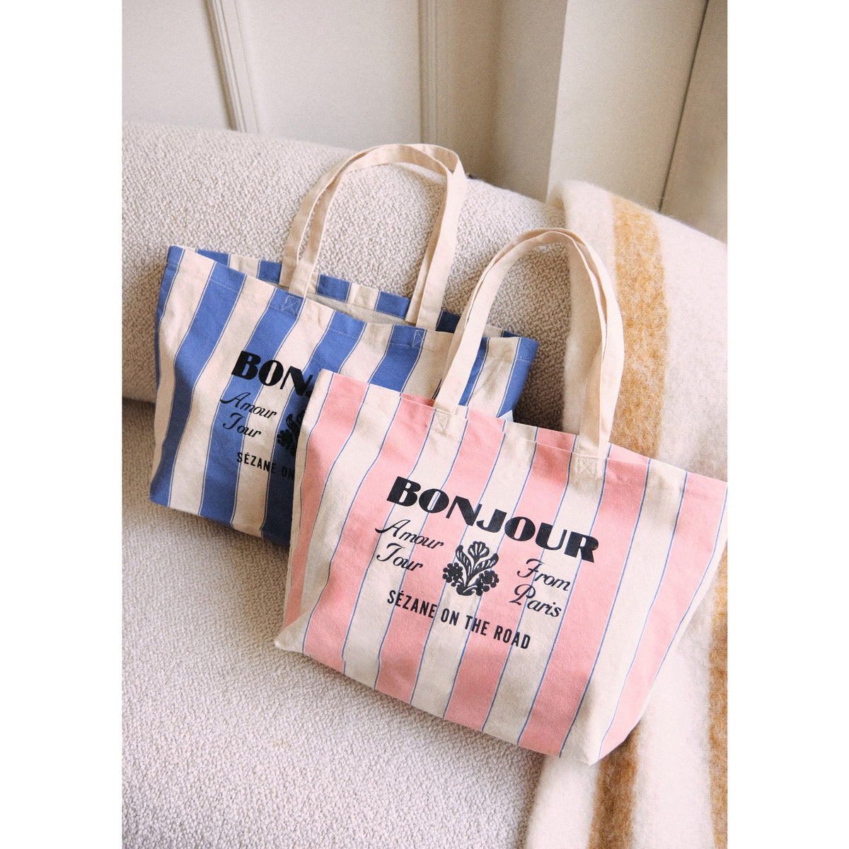 Sézane Pink Canvas Tote Bag