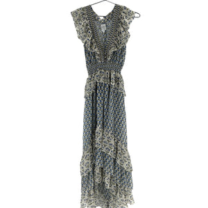 Misa Los Angeles Ruffled Blue Ingrid Dress Size XS