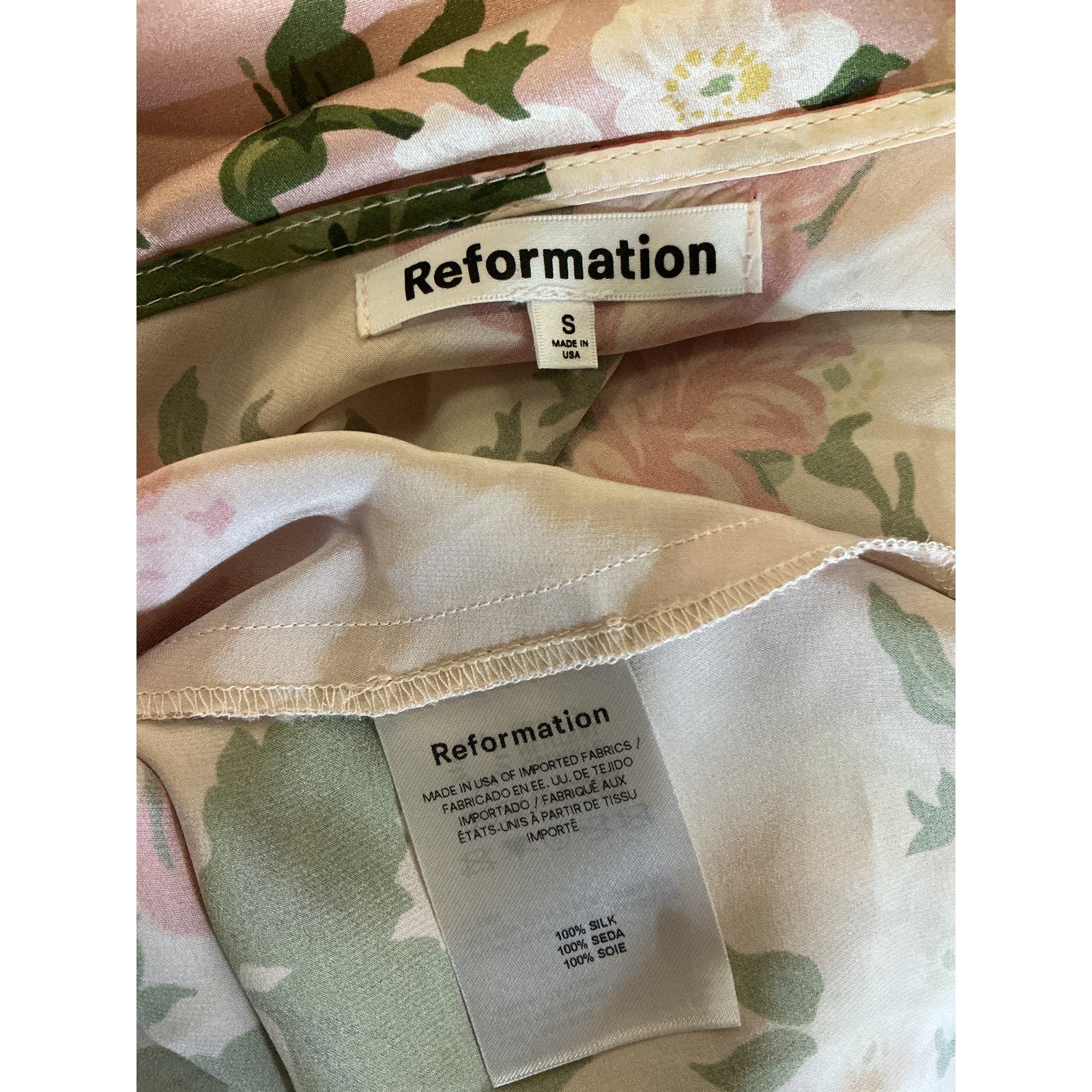 Reformation 'Parma' Pink Silk Dress Size S
