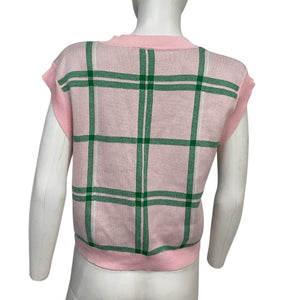 Favorite Daughter Plaid Pink Veronica Knit Top Size M