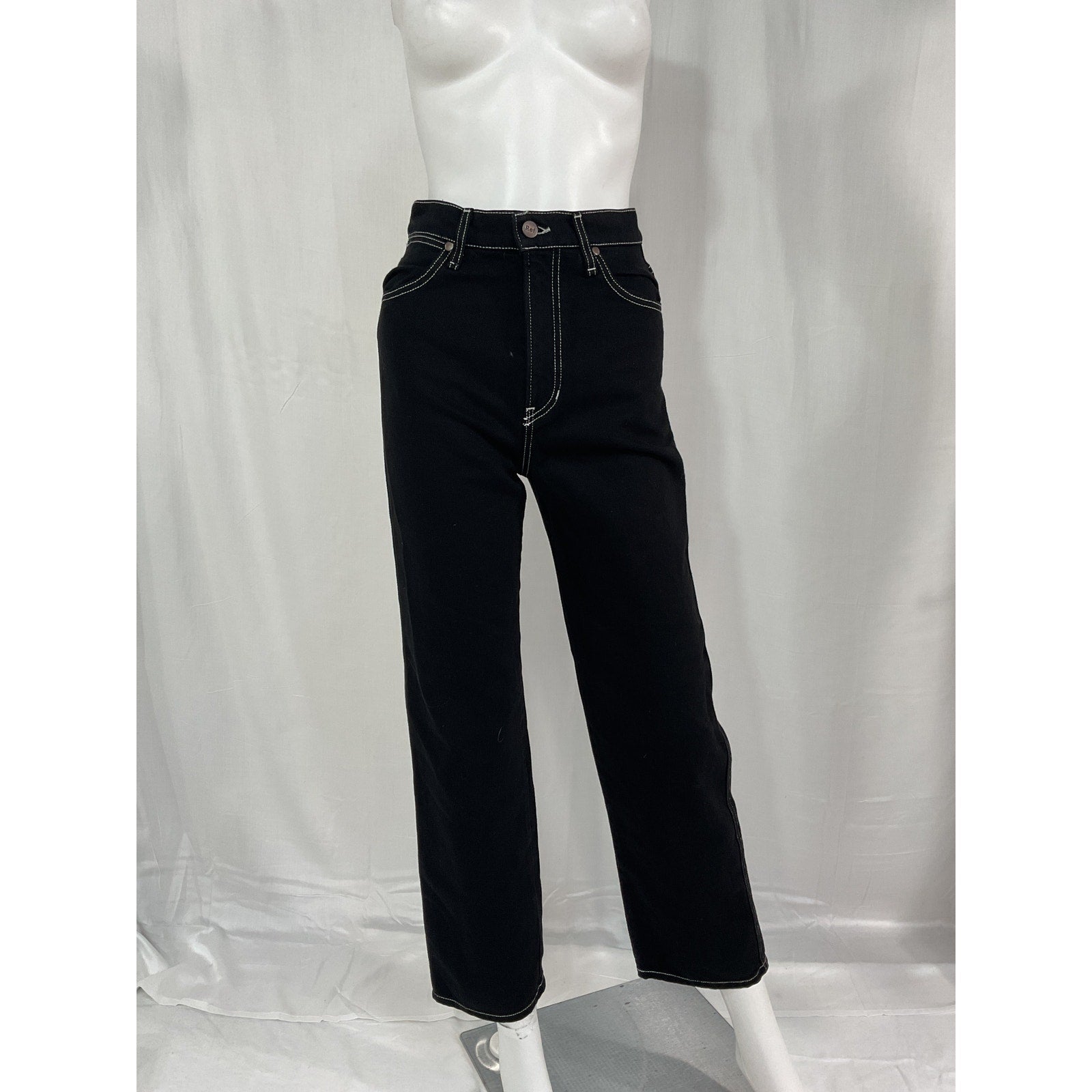 Reformation 'Cowboy' Black High Rise Straight Denim Jeans Size 24