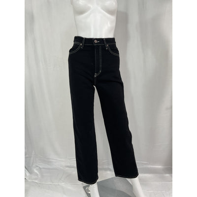 Reformation 'Cowboy' Black High Rise Straight Denim Jeans Size 24