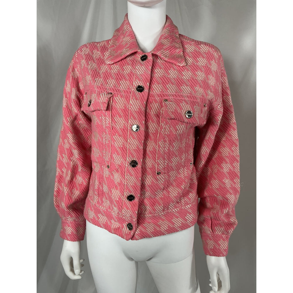 Sandro 'Houndstooth' Pink Cotton Jacket Size XS
