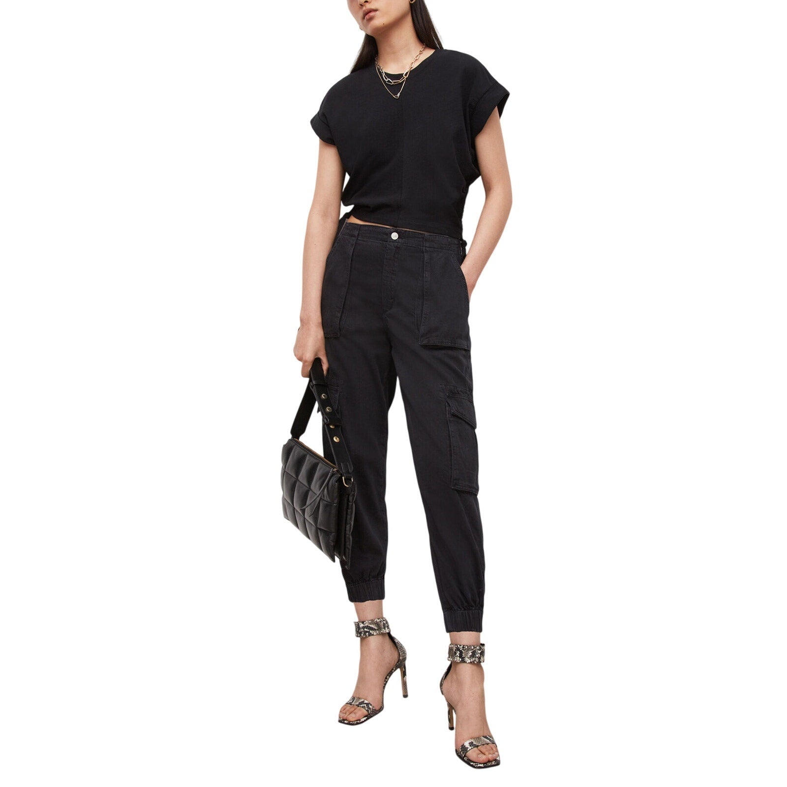 Allsaints 'Frieda' Black Cotton Denim Pants Size US 0