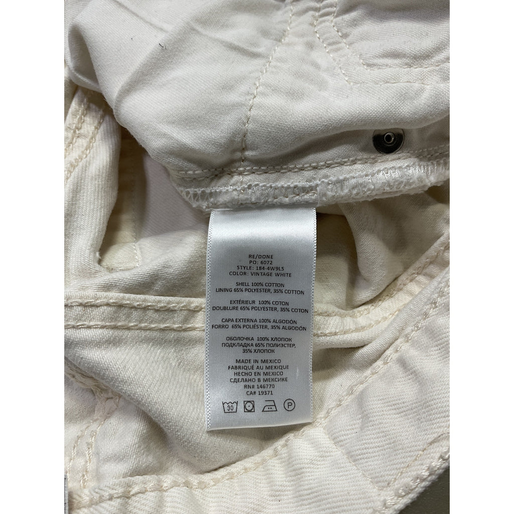 Re/Done 'Originals' White 90s Low Slung Denim Jean Short Size 26