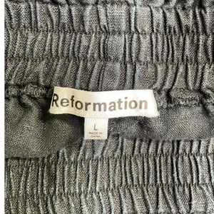 Reformation Linen Black Charlotte Shorts Size L