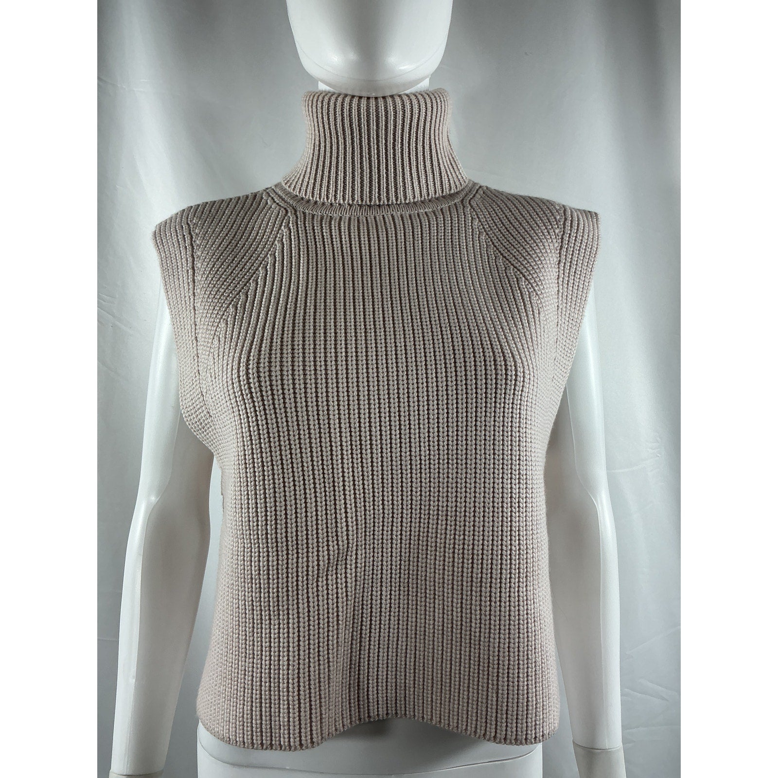 Isabel Etoile Marant 'Megan' Beige Merino Wool Cutout Ribbed Turtleneck Sweater Size 36 - NWT