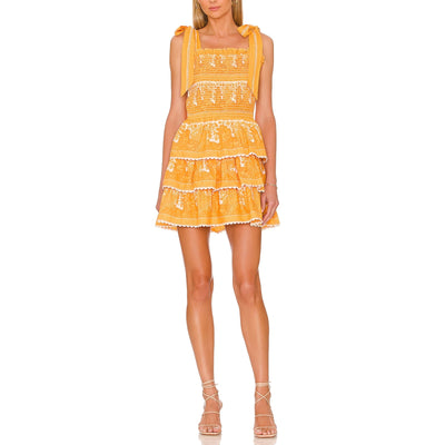 Cleobella Smocked Orange Eliana Dress Size S