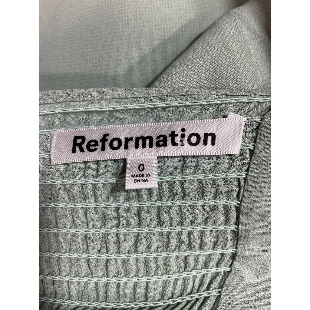Reformation 'Westerly' Green Square Neck Dress Size 0