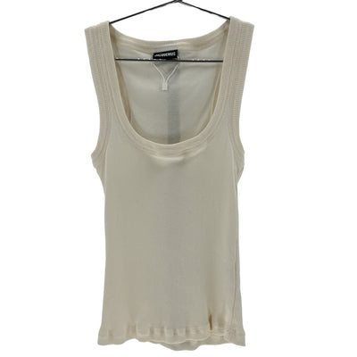 Jacquemus Ribbed Beige Le Debardeur Gros Grain Tank Size S