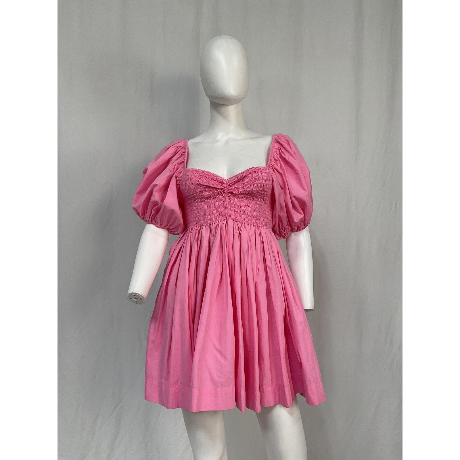 Swf Puff Sleeve Pink Cotton Dress Size S