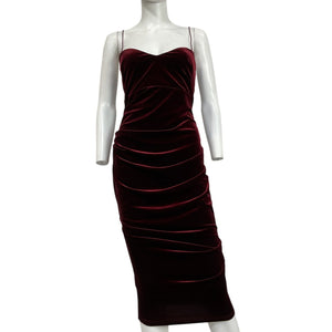 Nookie Velvet Burgundy Rumi Midi Dress Size Medium