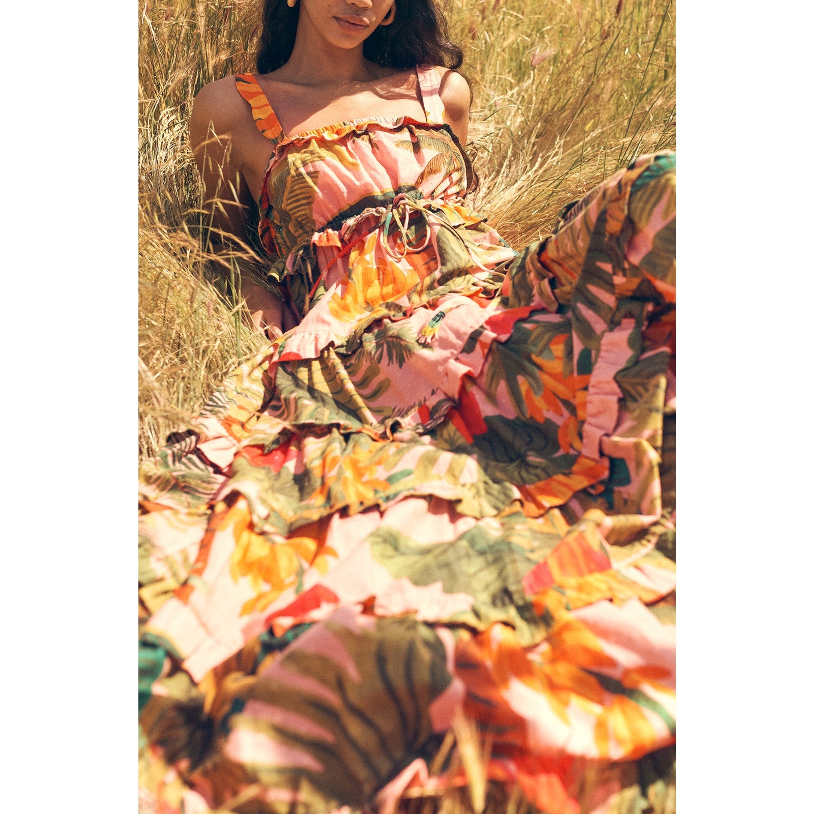 Farm Rio 'Cocoa' Pink Cotton Forest Maxi Dress Size S
