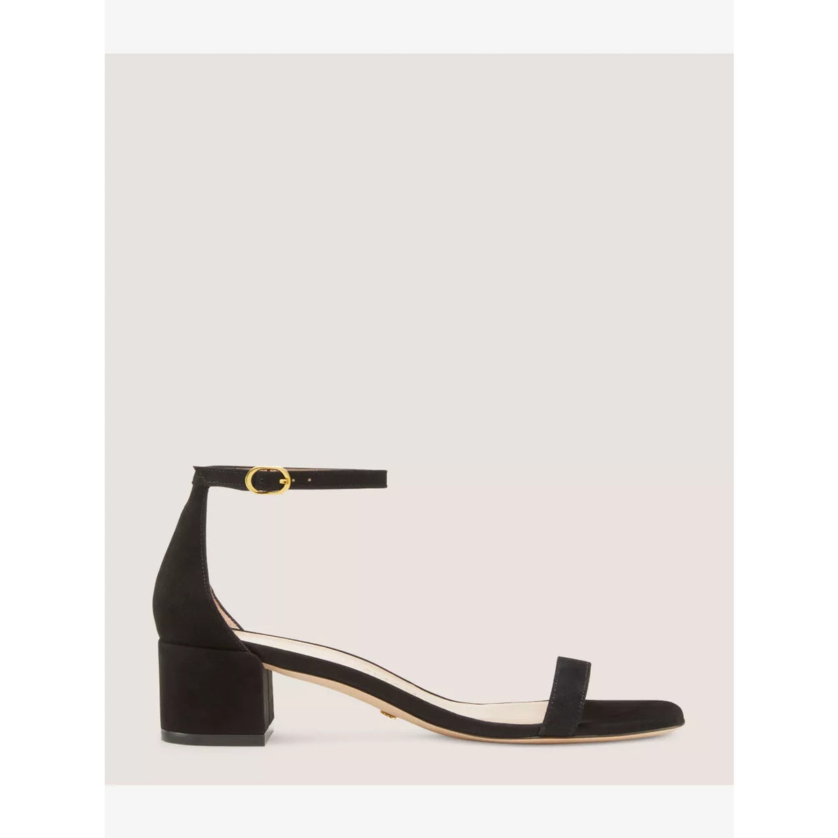 Stuart Weitzman 'Nudistcurve 35' Black Square Toe Block Sandal Size 8