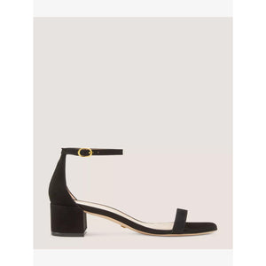 Stuart Weitzman 'Nudistcurve 35' Black Square Toe Block Sandal Size 8