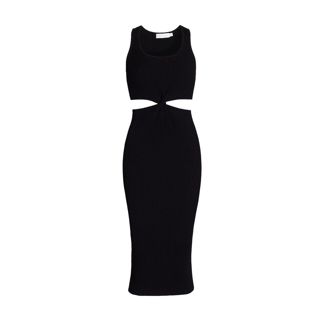 Simkhai 'Colleen' Black Viscose Waist Cut-Out Midi Dress Size M