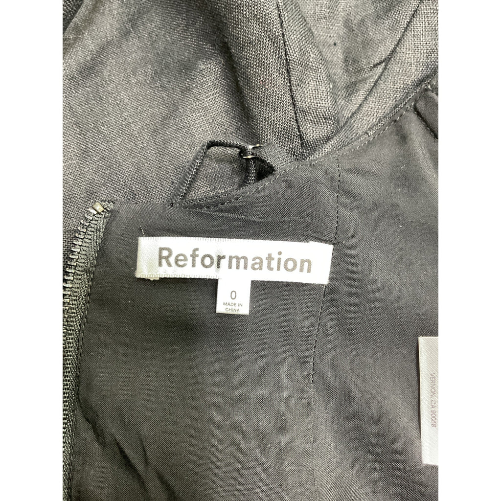 Reformation 'Evette' Black Linen Top Size 0