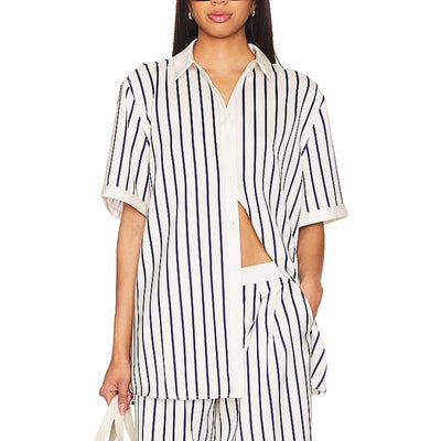 Ser.O.Ya Striped Navy Ivory Davey Blouse Size S