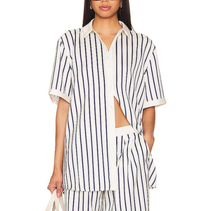 Ser.O.Ya Striped Navy Ivory Davey Blouse Size S