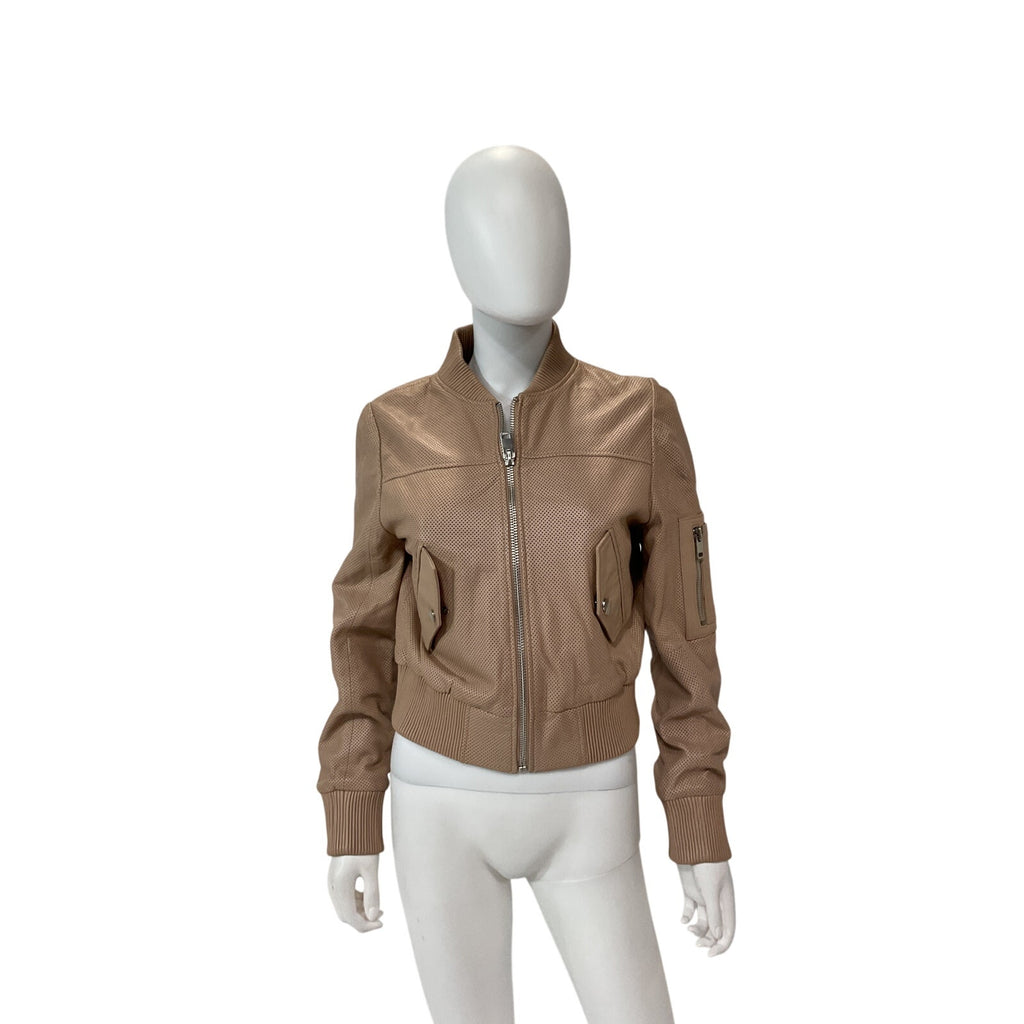 Walter Baker 'Hailey' Pink Leather Bomber Jacket Size M