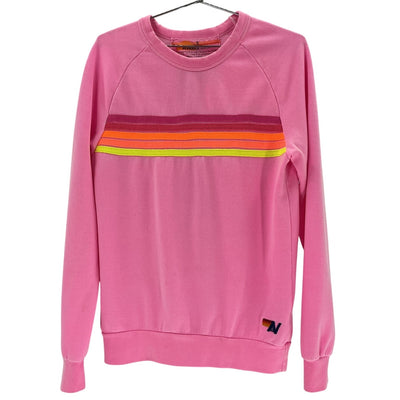 Aviator Nation Vibrant Pink 5 Stripe Sweatshirt Size S