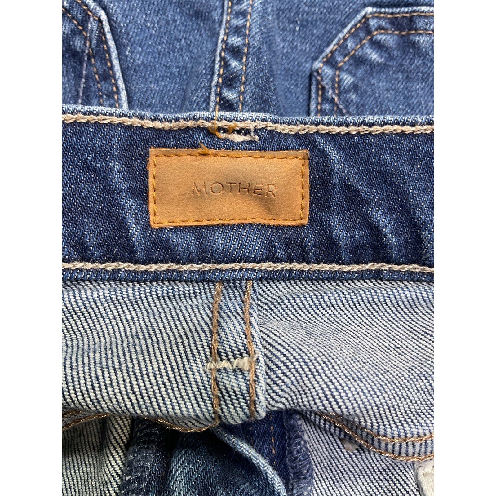 Mother Patch Pocket 'Rambler' Blue Cotton Zip Sneak Jeans Size 24
