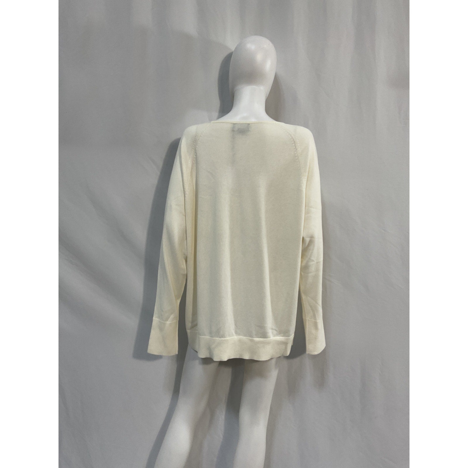 Hatch 'The Noa' White Cotton V-Neck Dolman Sweater Size 4 - NWT