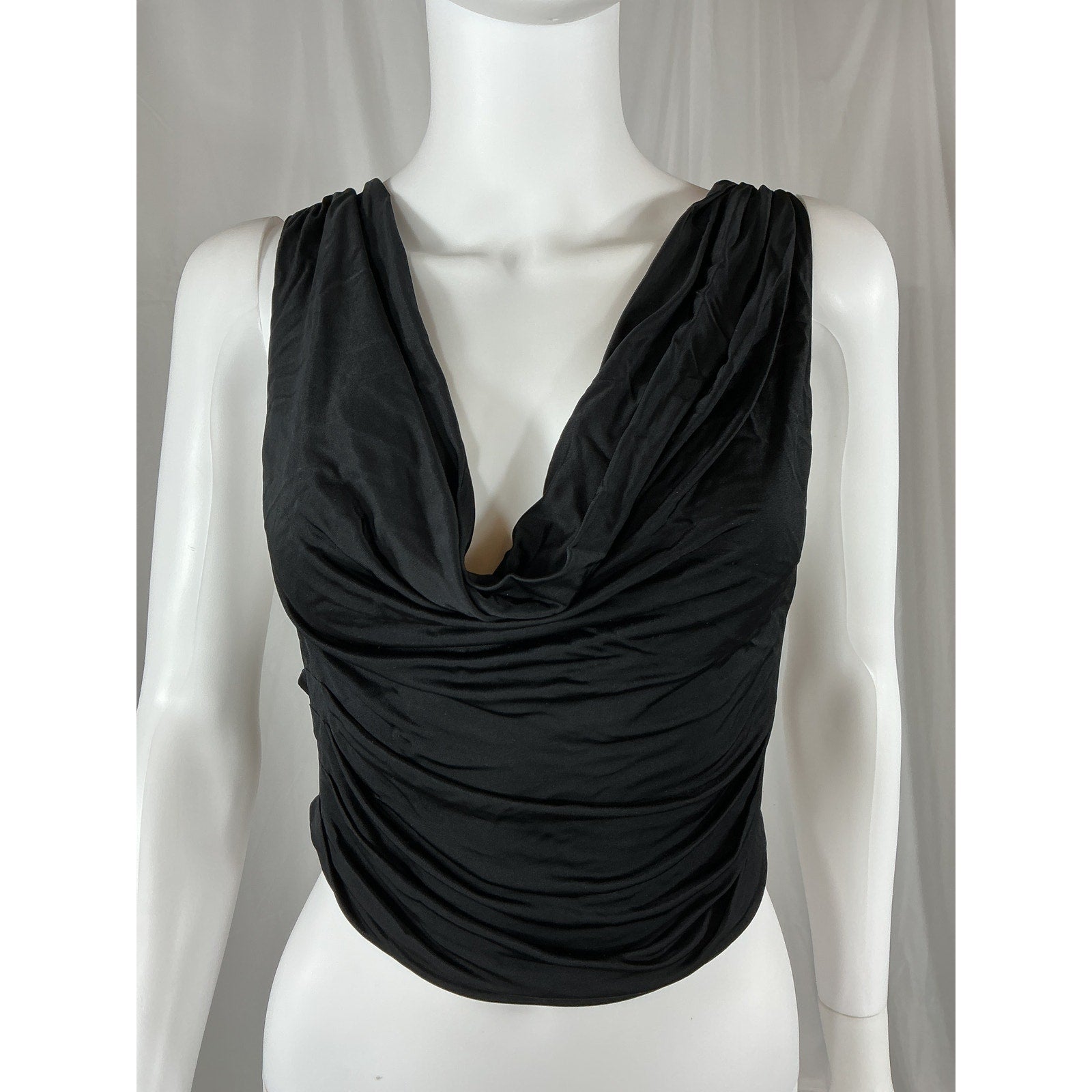 Gauge81 'Juara' Black Viscose Ruched Tank Top Size 34
