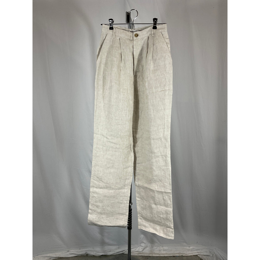 Reformation 'Mason' White High Rise Linen Pant Size 4