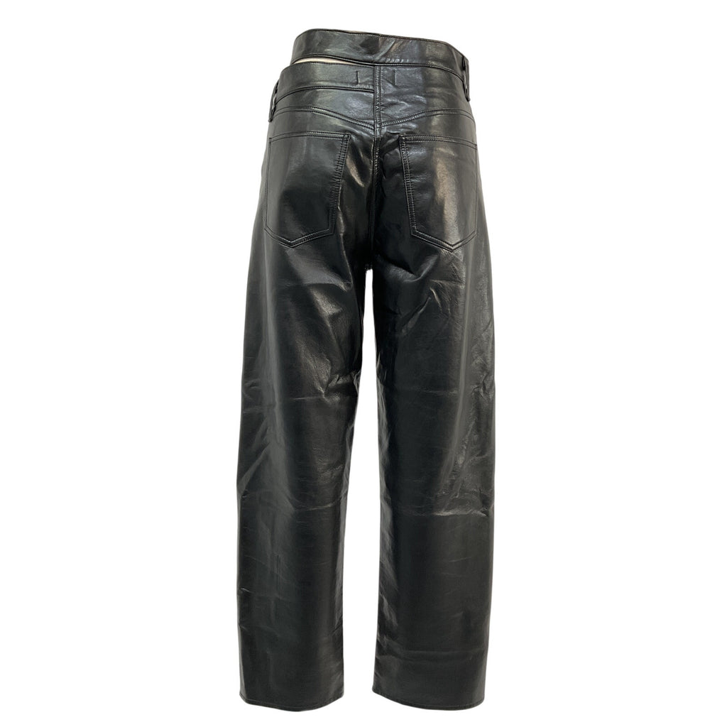 Agolde 'Broken' Black Leather Waistband Pant Size 26
