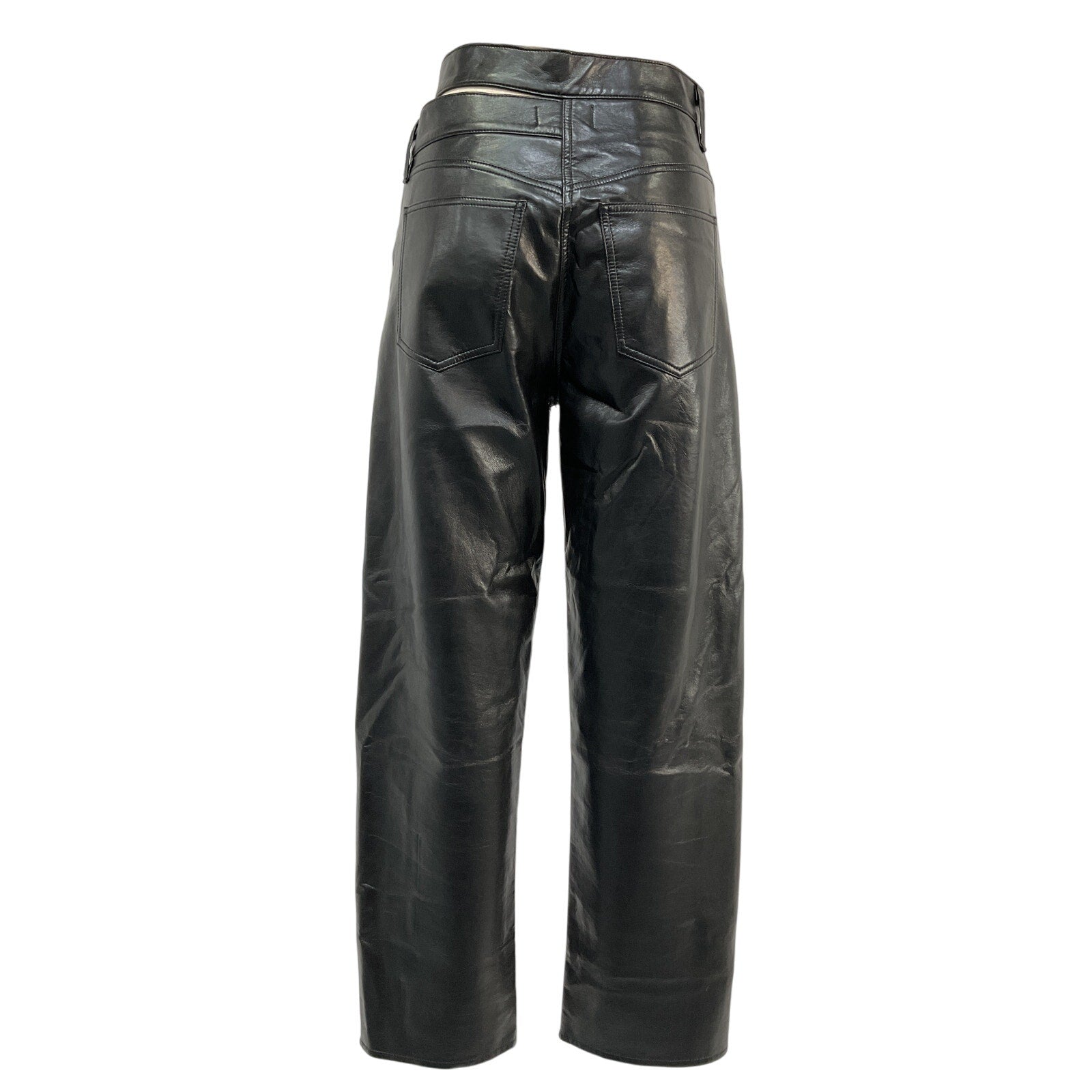 Agolde 'Broken' Black Leather Waistband Pant Size 26