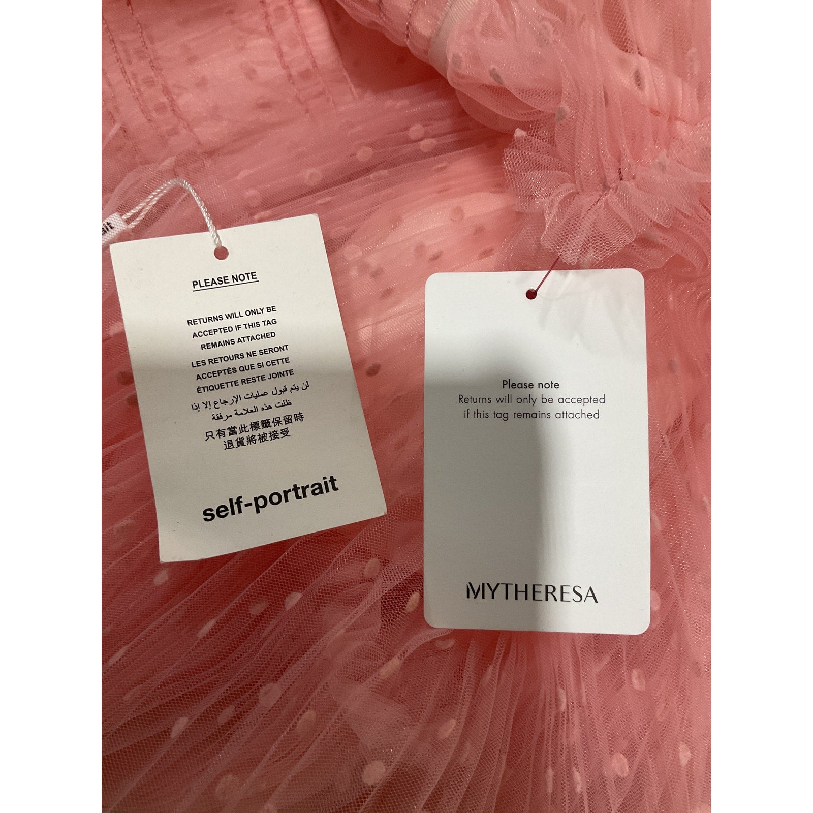 Self-Portrait Kids Point D'Esprit Pink Polyester Tulle Dress Size 8 - NWT