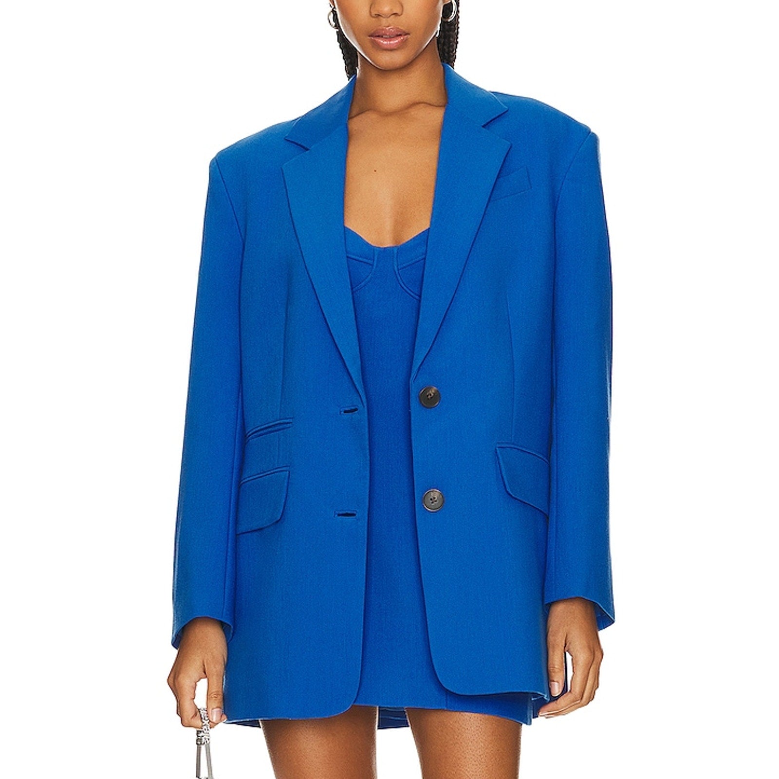 Shona Joy 'Irena' Blue Crepe Oversized Blazer In Cobalt Size 6 - NWT