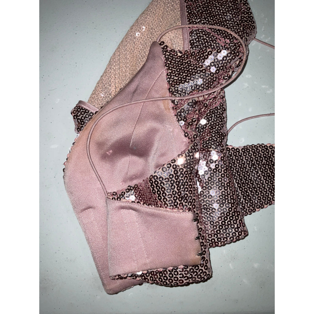 Alex Perry Bikini Pink Viscose Cowl Sequin Drape Top Size 4