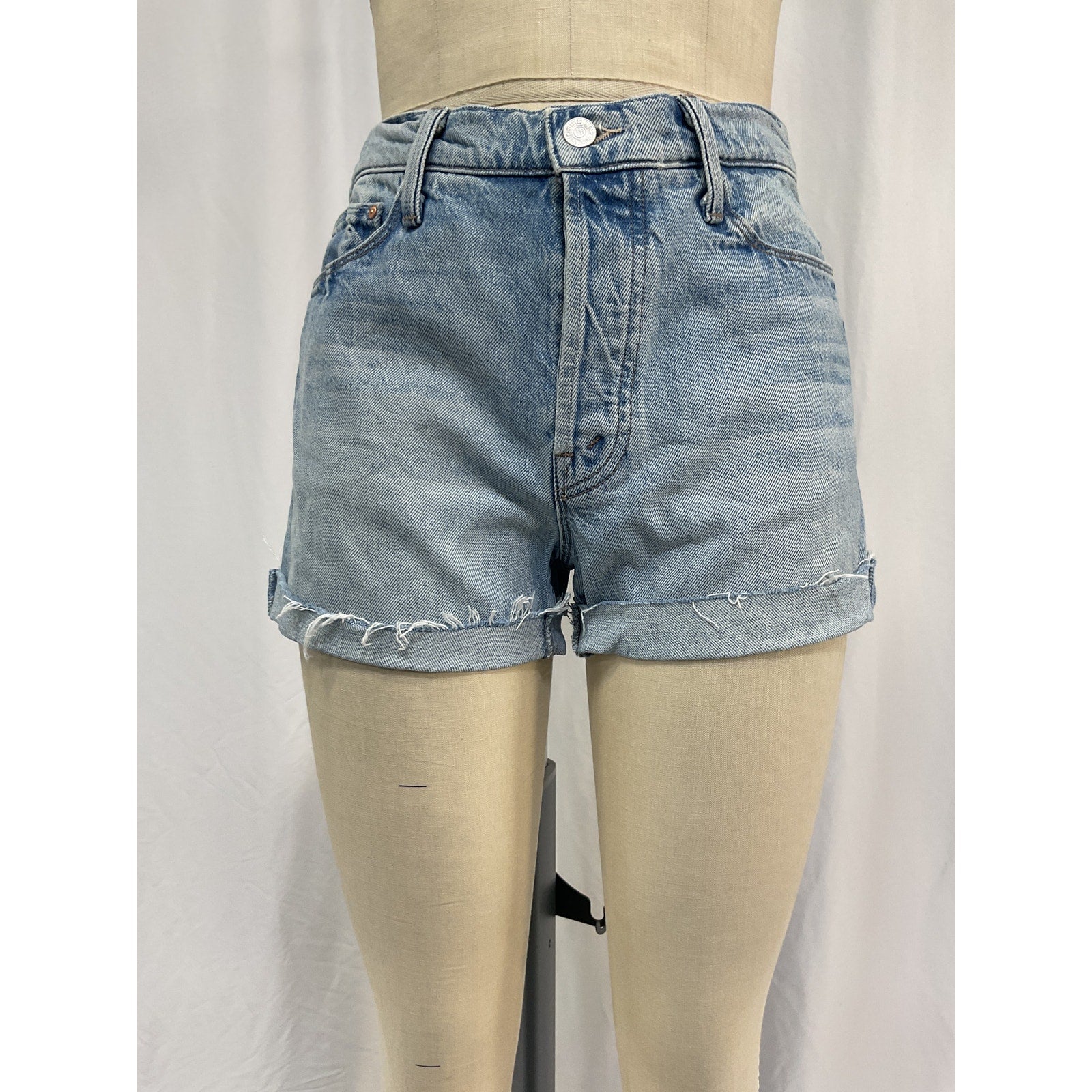 Mother 'The Proper' Blue Cotton Short Size 28