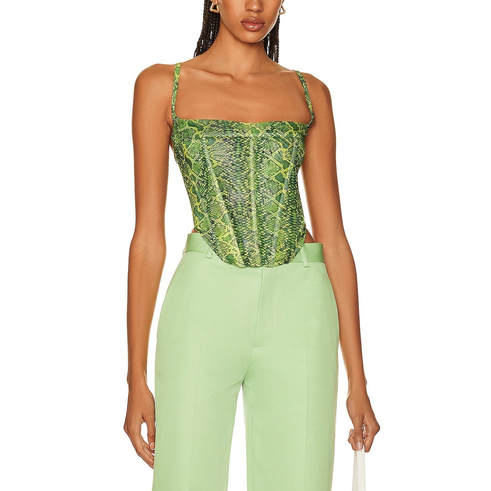 Miaou 'Love' Green Polyester Corset Top Size S