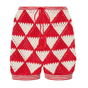 Anna Kosturova Crochet Red Malia Shorts Size S