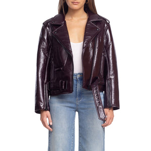 Blank Nyc Crinkled Cherry Picked Moto Jacket Size Medium