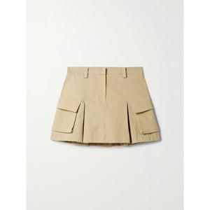 The Frankie Shop 'Audrey' Beige Cotton Pleated Cotton-Twill Mini Skirt Size S